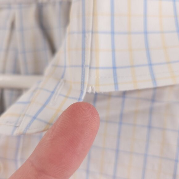 Brooks Brothers 16.5 34 35 Regent Non-Iron Yellow Blue Check Long Sleeve Shirt - Picture 7 of 16